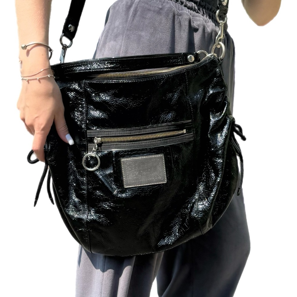 Coach Black Patent Leather Hobo Bag